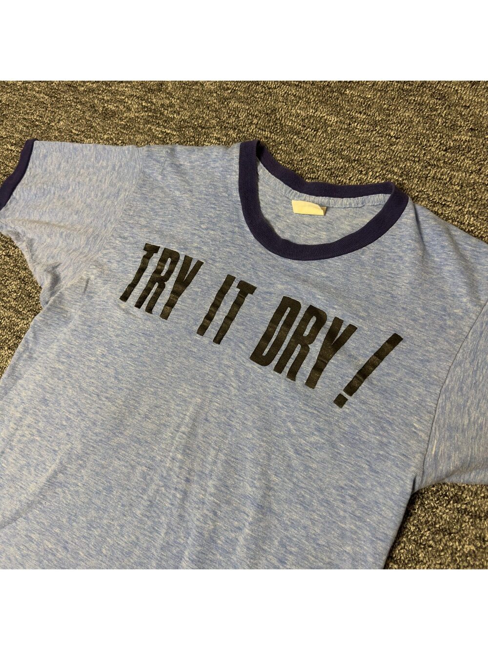 Vintage 1972 Spruce Ringer Tee Try It Dry Medium Blue